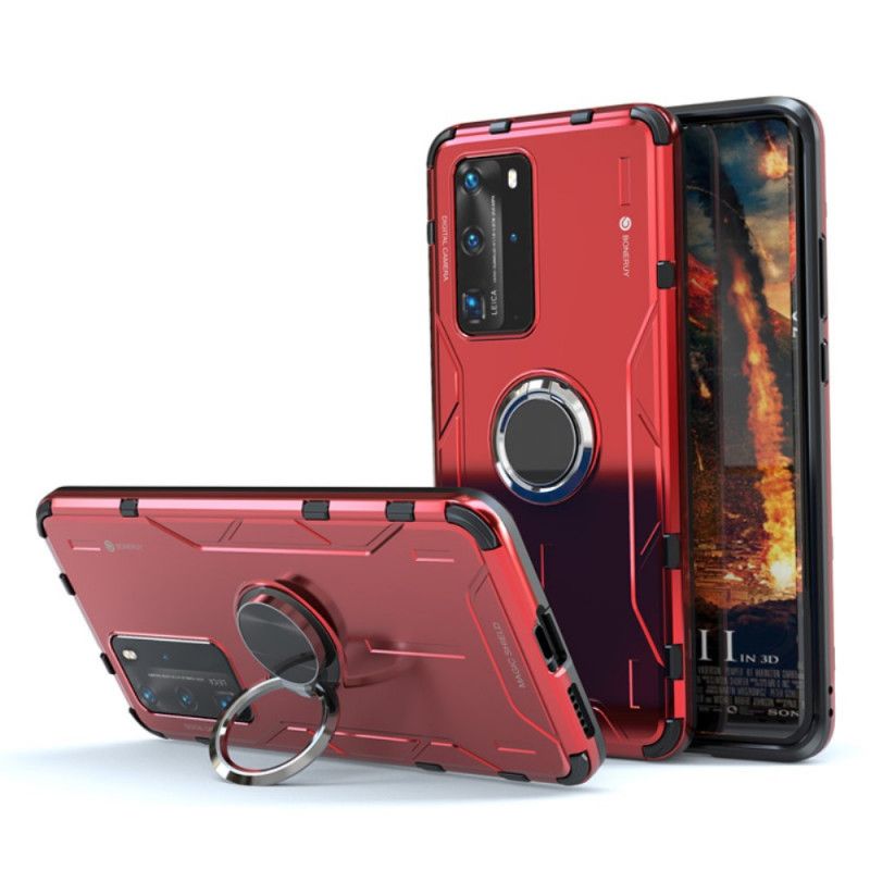 Cover Huawei P40 Pro Sort Metalring Og Silikonestøttering