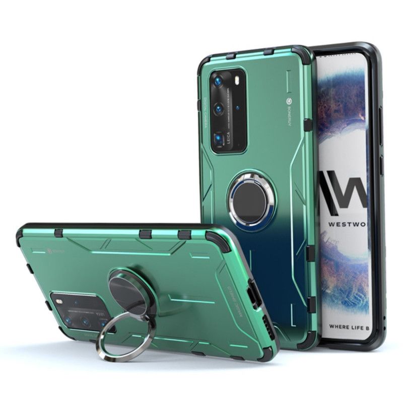 Cover Huawei P40 Pro Sort Metalring Og Silikonestøttering