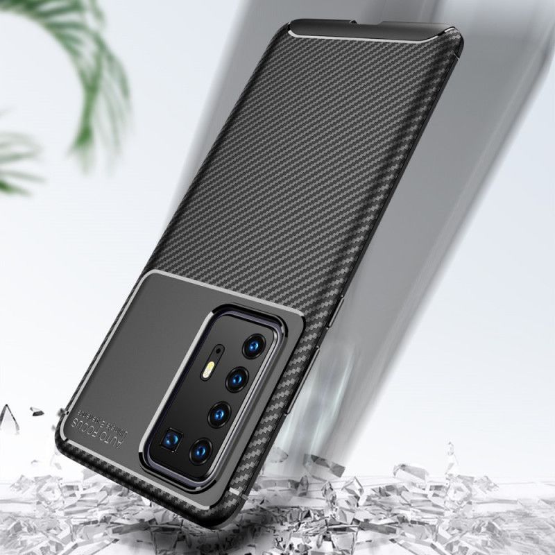 Cover Huawei P40 Pro Sort Mobilcover Fleksibel Kulfiberstruktur