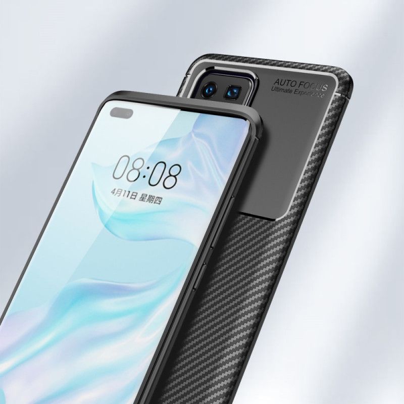 Cover Huawei P40 Pro Sort Mobilcover Fleksibel Kulfiberstruktur