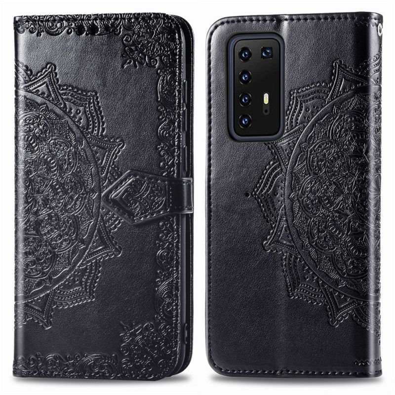 Flip Cover Læder for Huawei P40 Pro Lyseblå Middelaldermandala