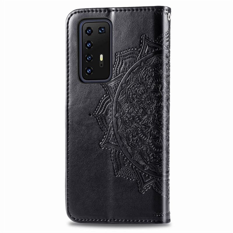 Flip Cover Læder for Huawei P40 Pro Lyseblå Middelaldermandala