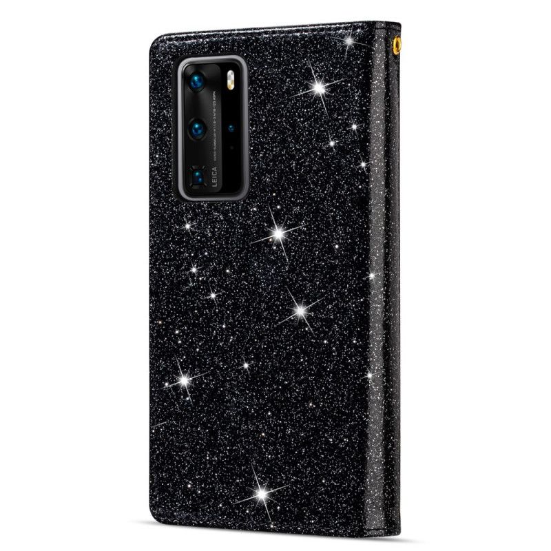 Flip Cover Læder Huawei P40 Pro Sort Paletter Med Lynlås Original