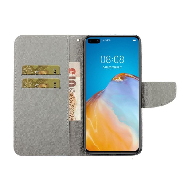 Flip Cover Læder Huawei P40 Pro Ulv Af Is Og Ild Original