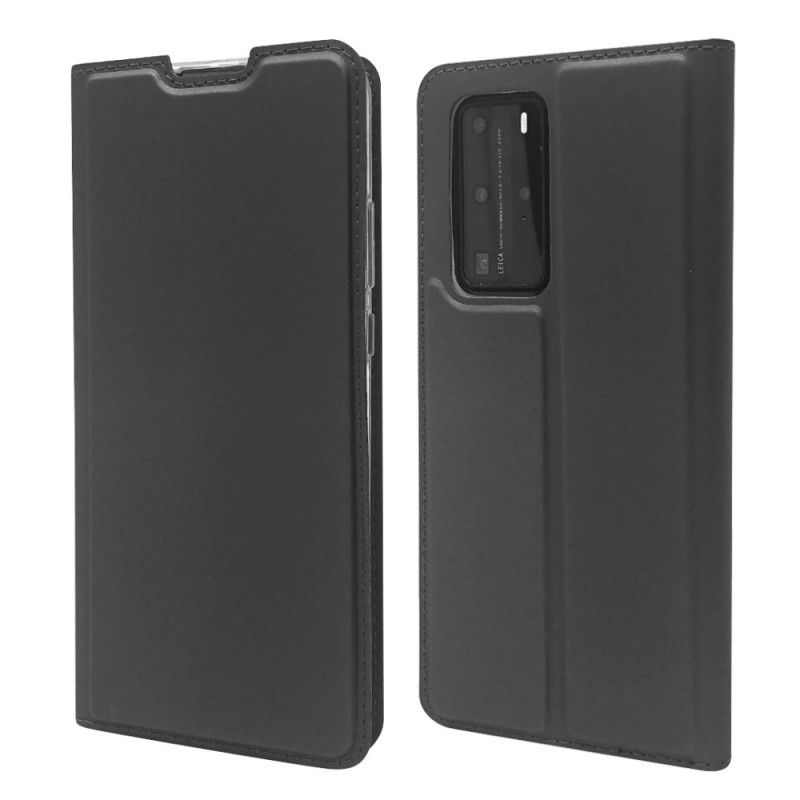 Læder Cover for Huawei P40 Pro Sort Magnetisk Lås