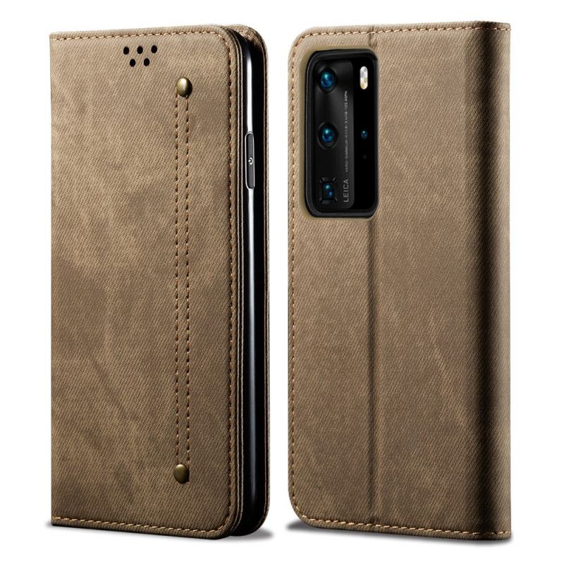 Læder Cover Huawei P40 Pro Mobilcover Jeans I Imiteret Læder