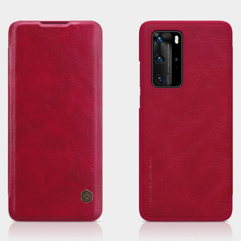 Læder Cover Huawei P40 Pro Rød Qin Serie Nillkin