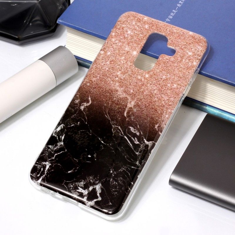 Cover for Samsung Galaxy A6 Plus Sort Marmorglitter