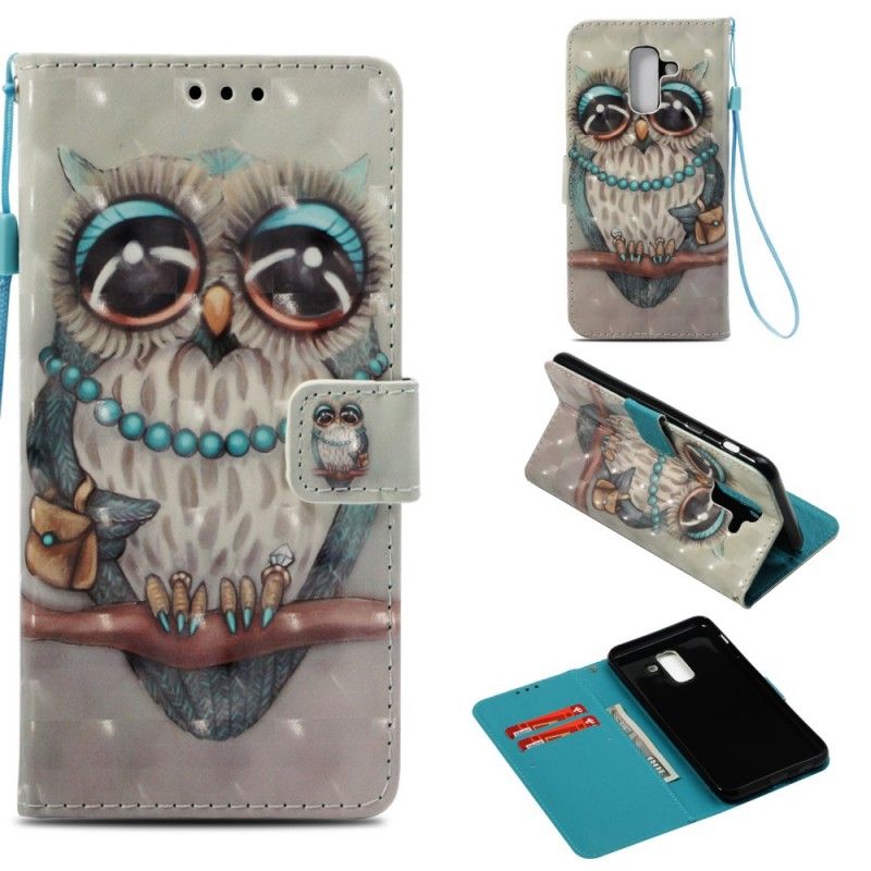 Flip Cover Læder Samsung Galaxy A6 Plus 3D Ugle Miss Original