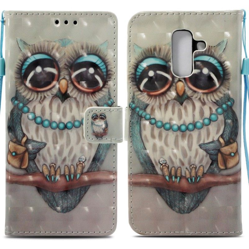 Flip Cover Læder Samsung Galaxy A6 Plus 3D Ugle Miss Original