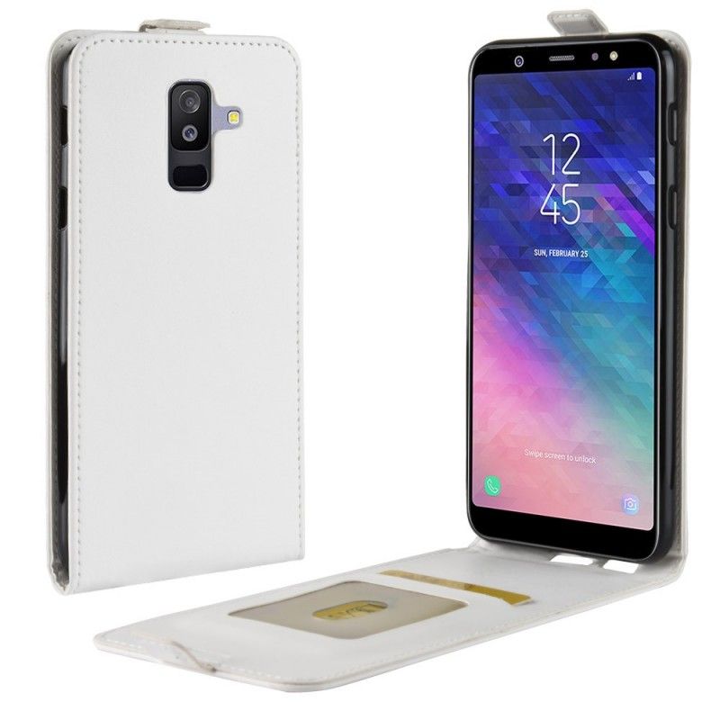 Flip Cover Læder Samsung Galaxy A6 Plus Sort Foldning Af Lædereffekt