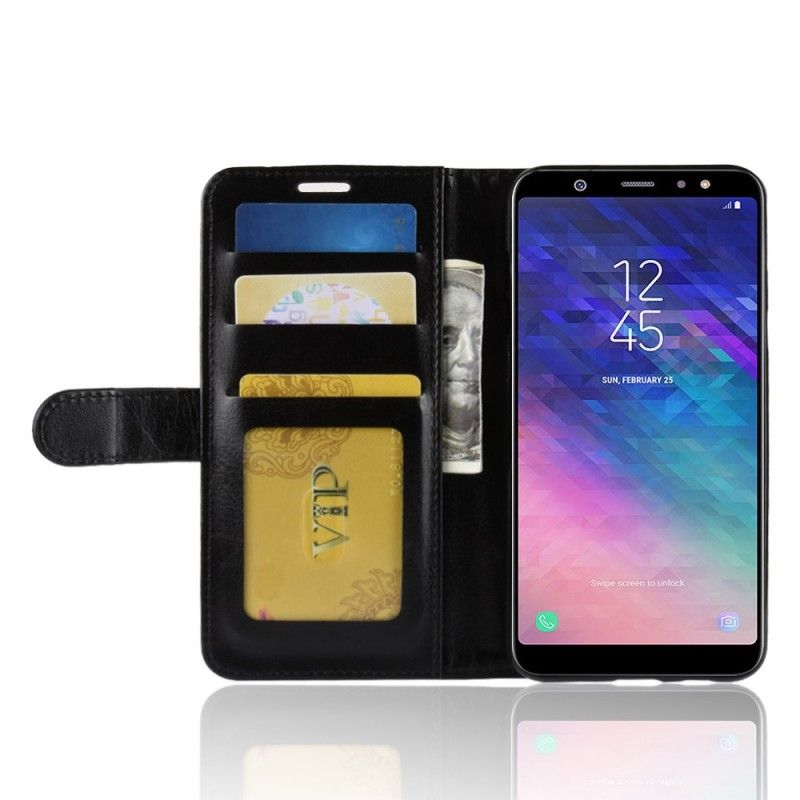 Flip Cover Samsung Galaxy A6 Plus Sort Lædereffekt