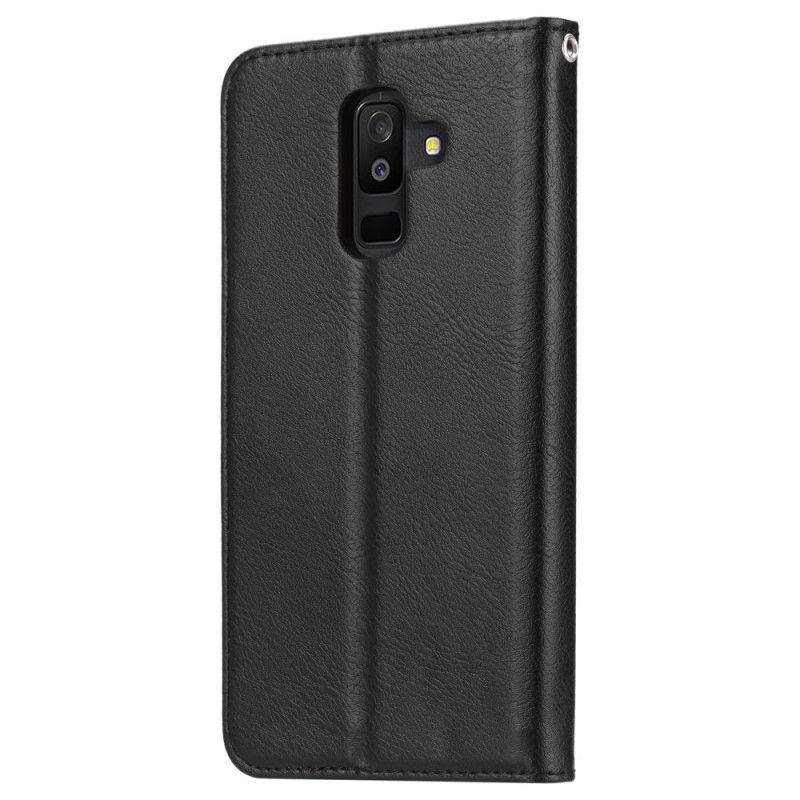 Læder Cover Samsung Galaxy A6 Plus Sort Kortholder I Kunstlæder Beskyttelse