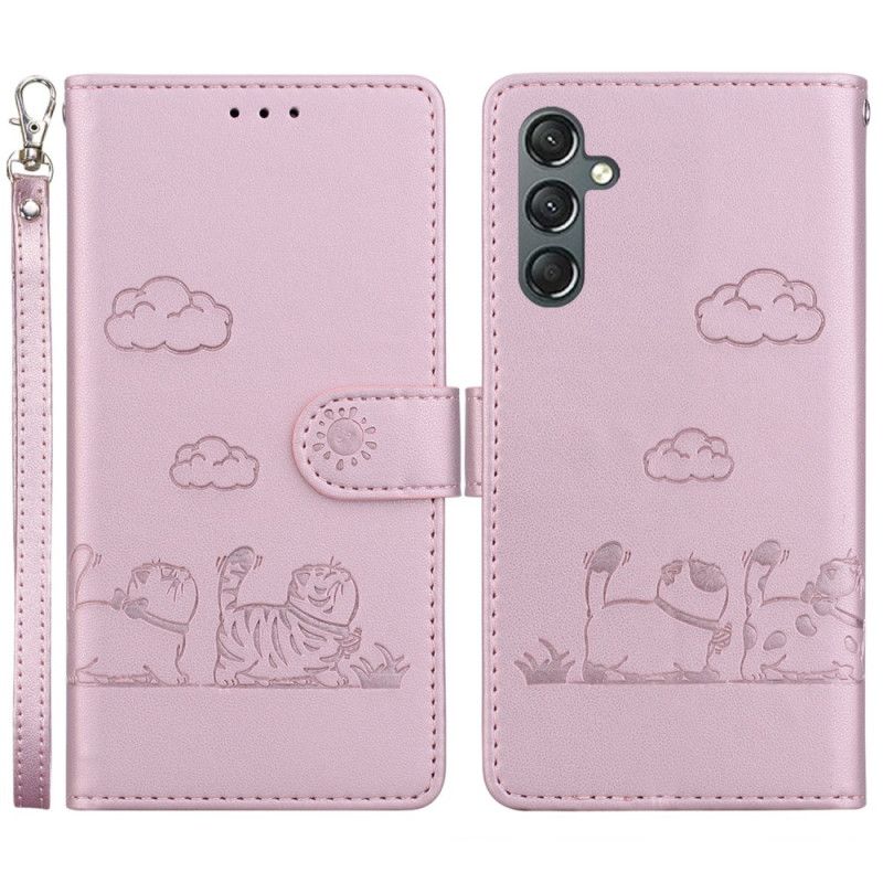 Flip Cover Til Samsung Galaxy A16 5g Rfid Protection Cat Scene