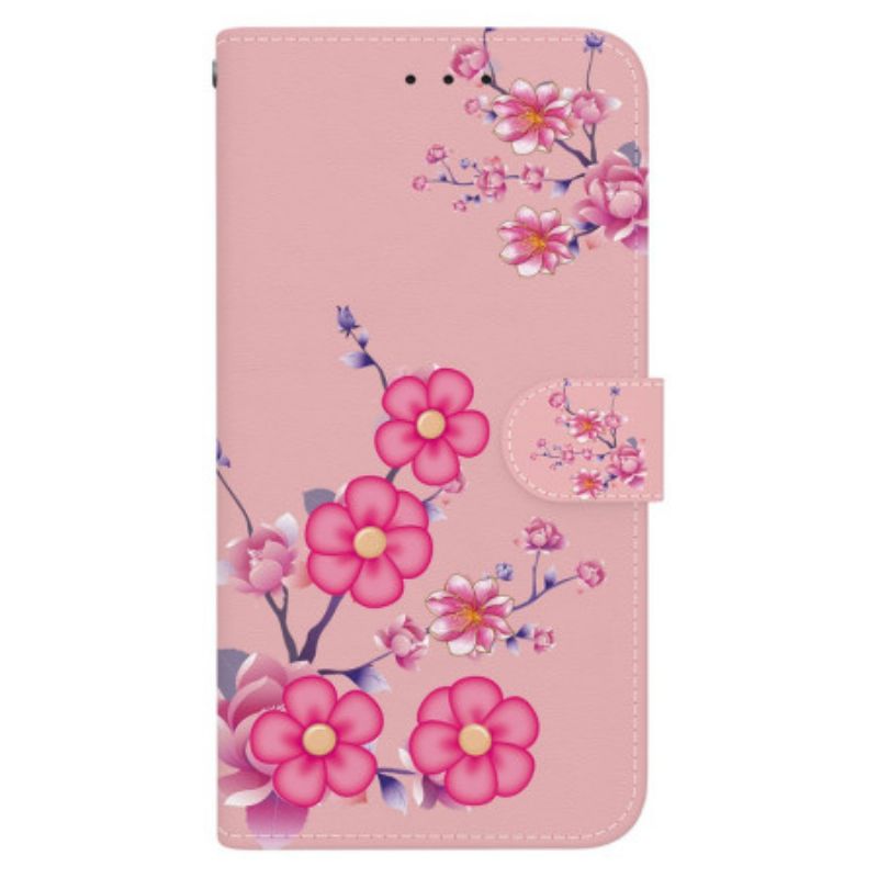 Læder Cover Samsung Galaxy A16 5g Sakura Mønster