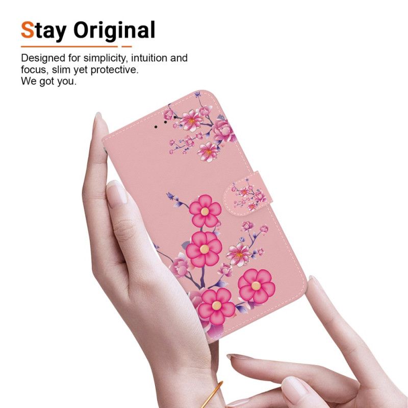 Læder Cover Samsung Galaxy A16 5g Sakura Mønster