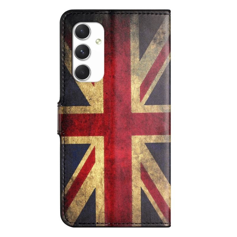 Læder Cover Samsung Galaxy A16 5g Telefon Etui Vintage Engelsk Flag