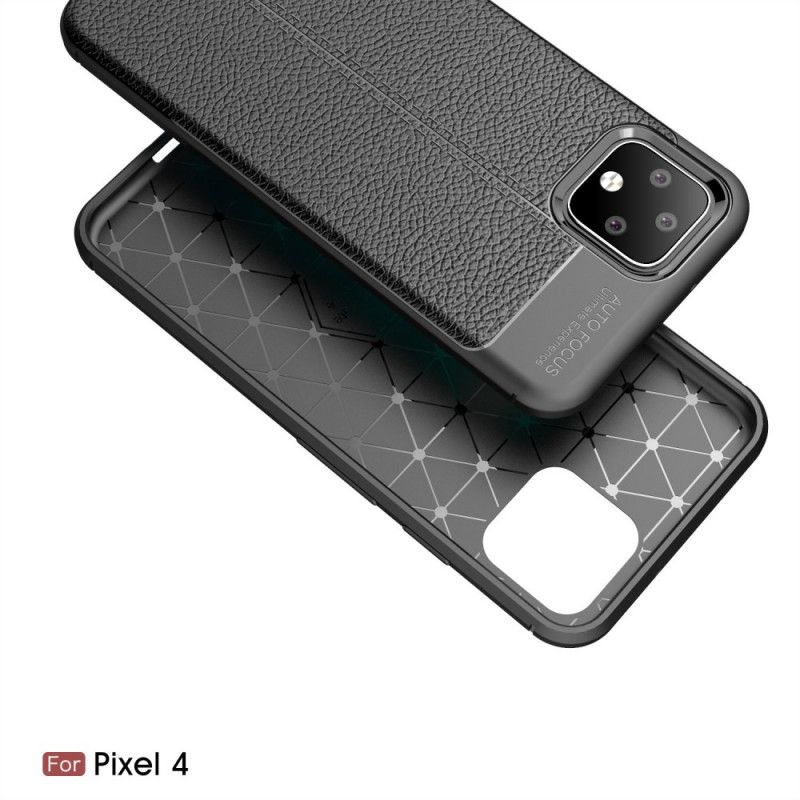 Cover for Google Pixel 4 Sort Dobbelt Line Lychee Læder Effekt