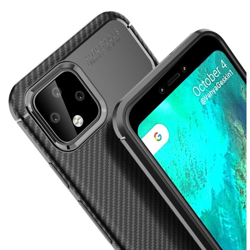 Cover Google Pixel 4 Sort Mobilcover Fleksibel Kulfibertekstur