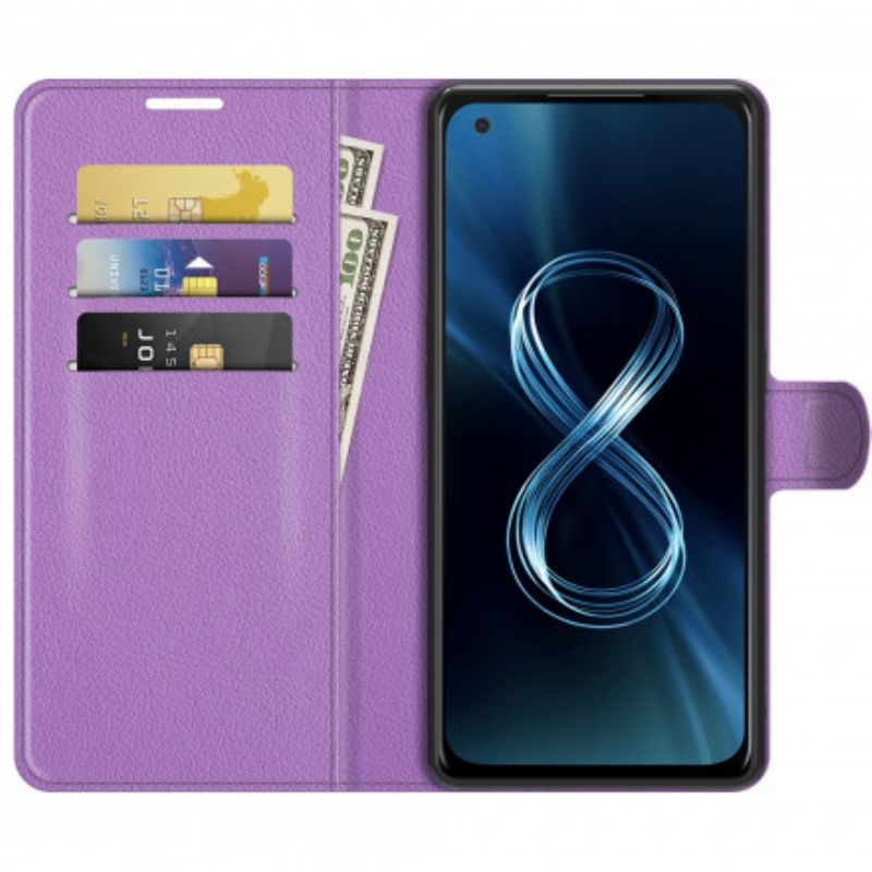 Flip Cover Asus Zenfone 8 Klassisk Imiteret Læder