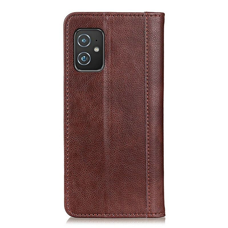 Flip Cover Asus Zenfone 8 Klassisk Split Litchi-læder