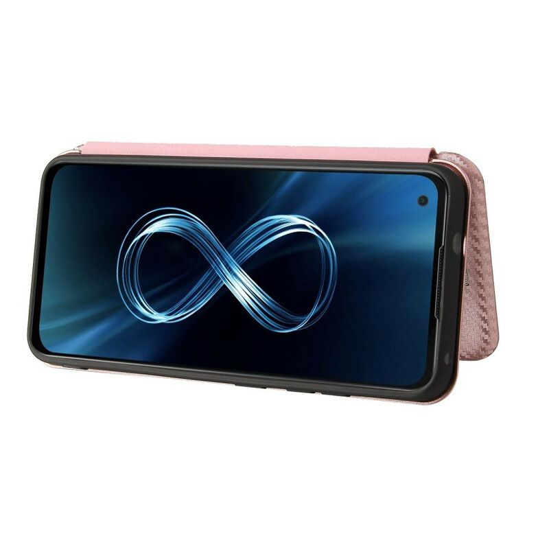 Flip Cover Til Asus Zenfone 8 Kulfiber Med Støttering