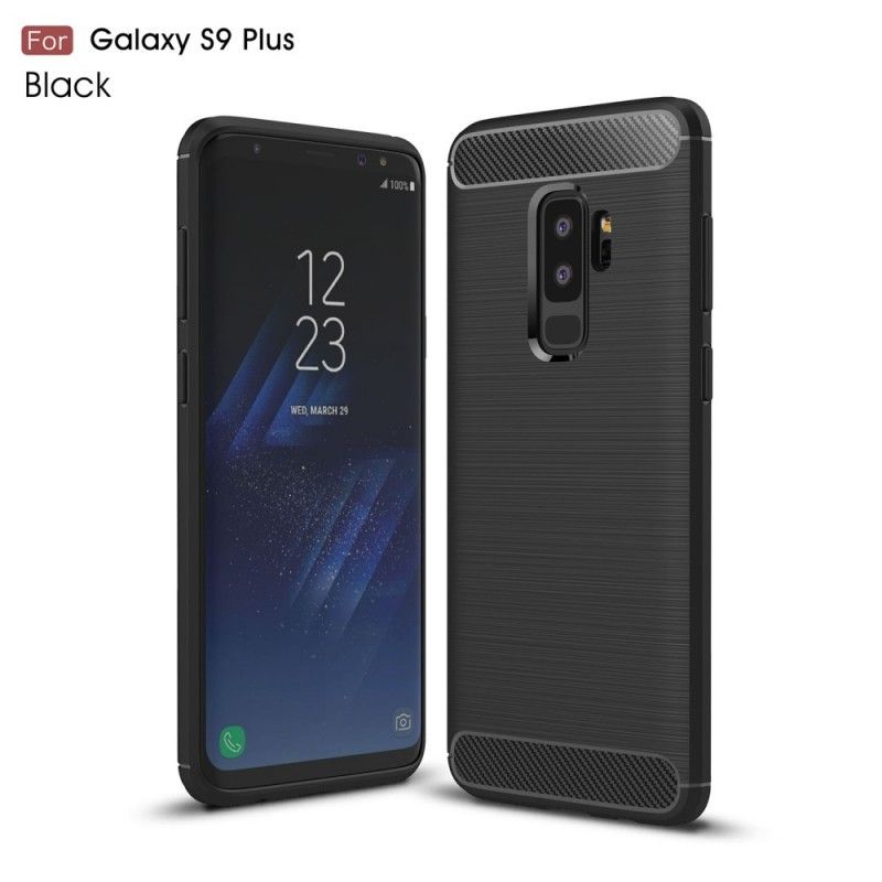 Cover for Samsung Galaxy S9 Plus Sort Børstet Kulfiber