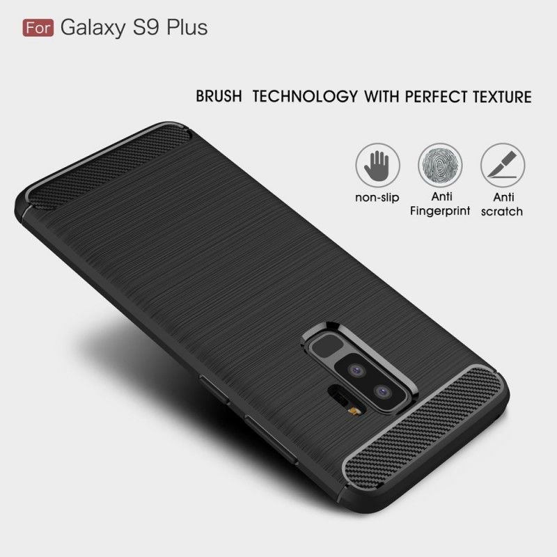 Cover for Samsung Galaxy S9 Plus Sort Børstet Kulfiber