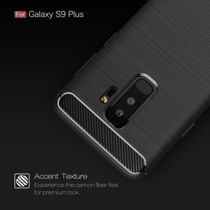 Cover for Samsung Galaxy S9 Plus Sort Børstet Kulfiber