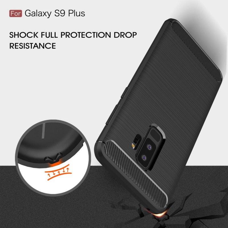 Cover for Samsung Galaxy S9 Plus Sort Børstet Kulfiber