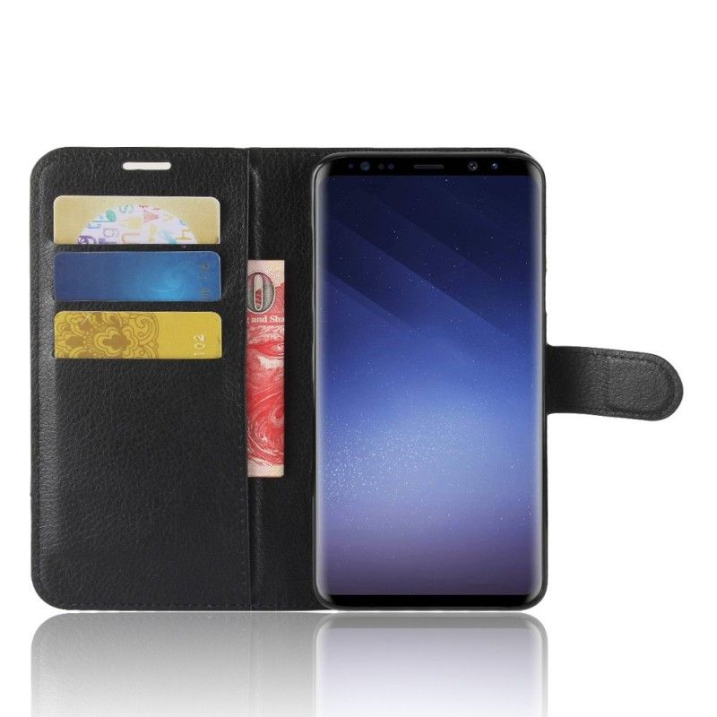 Flip Cover Læder for Samsung Galaxy S9 Plus Sort Retro Kunstlæder