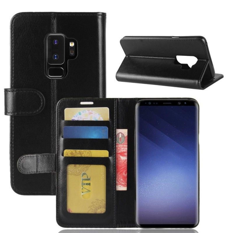 Flip Cover Læder for Samsung Galaxy S9 Plus Sort Ultra Kunstlæder