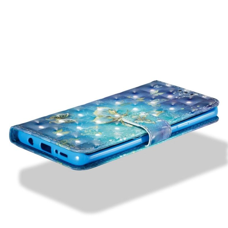 Flip Cover Læder Samsung Galaxy S9 Plus 3D Gyldne Sommerfugle