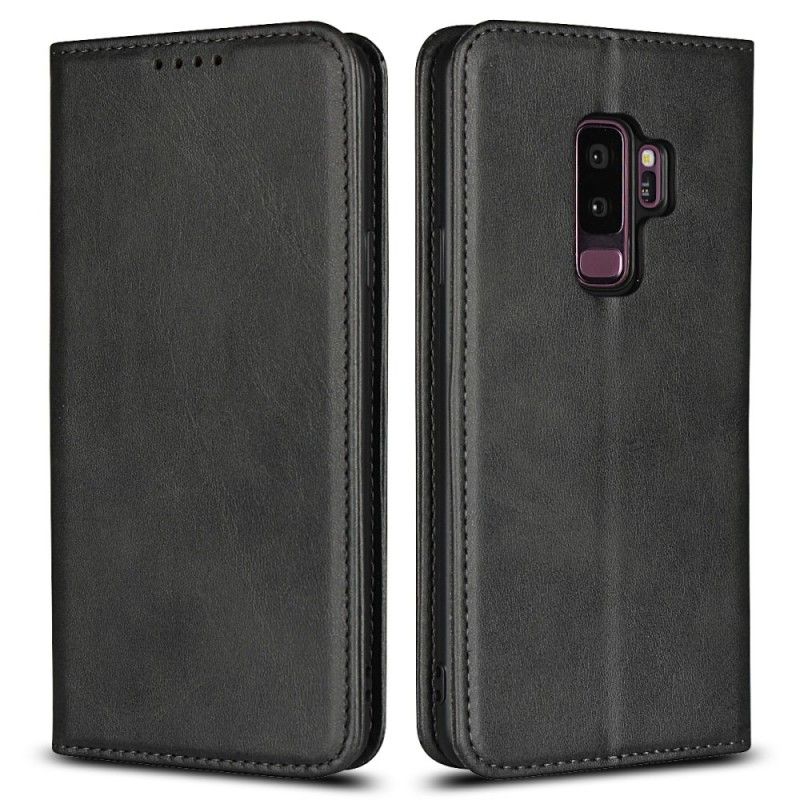 Læder Cover Samsung Galaxy S9 Plus Sort Lædersting