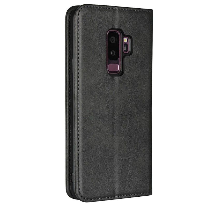 Læder Cover Samsung Galaxy S9 Plus Sort Lædersting