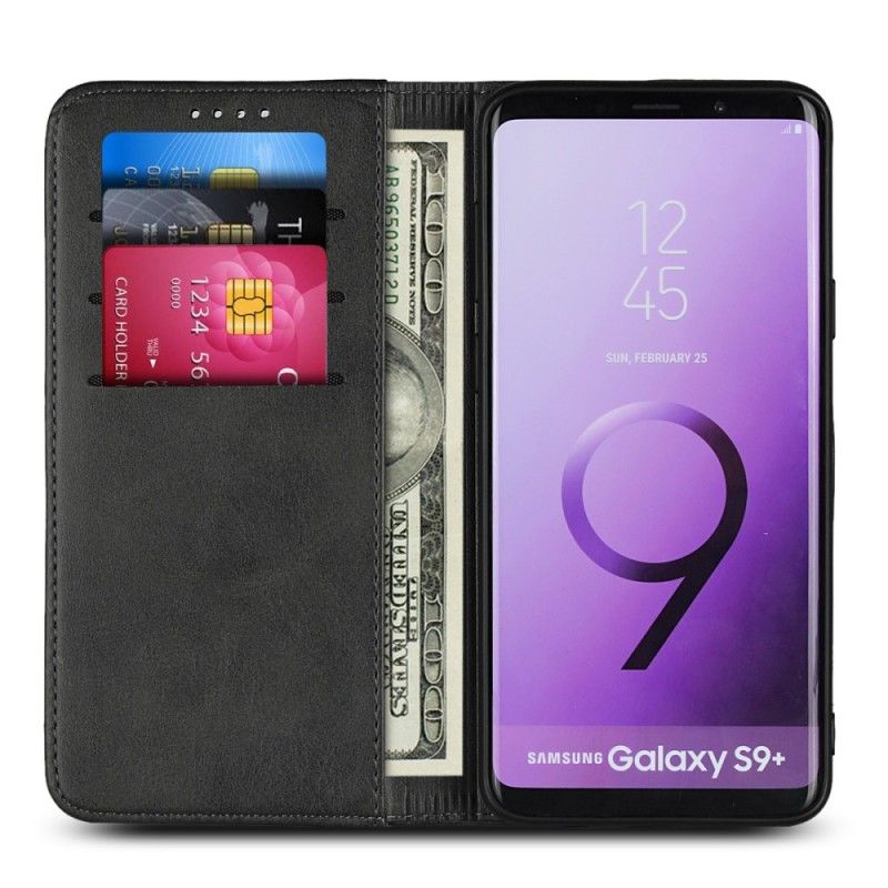 Læder Cover Samsung Galaxy S9 Plus Sort Lædersting