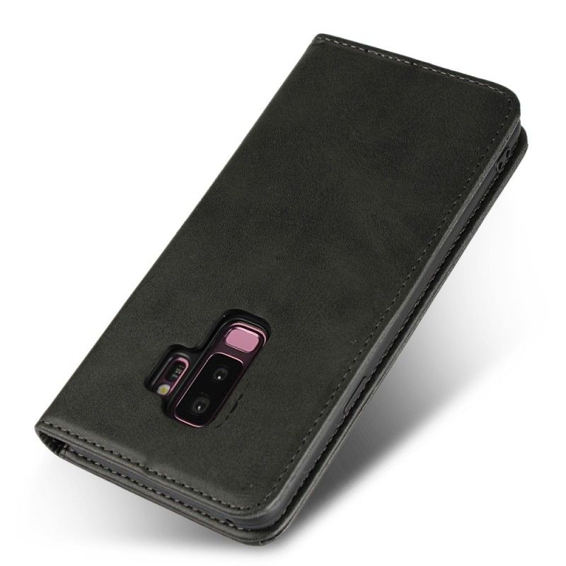 Læder Cover Samsung Galaxy S9 Plus Sort Lædersting