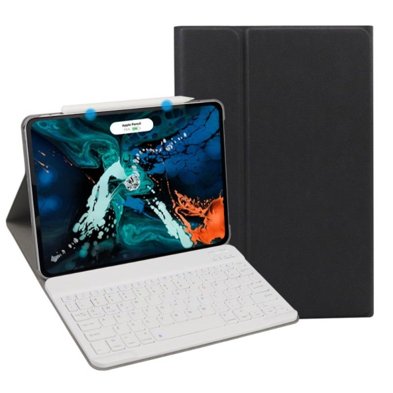 Flip Cover Læder for iPad Pro 11" (2018) (2020) Sort Med Premium Blåtant Aftageligt Tastatur