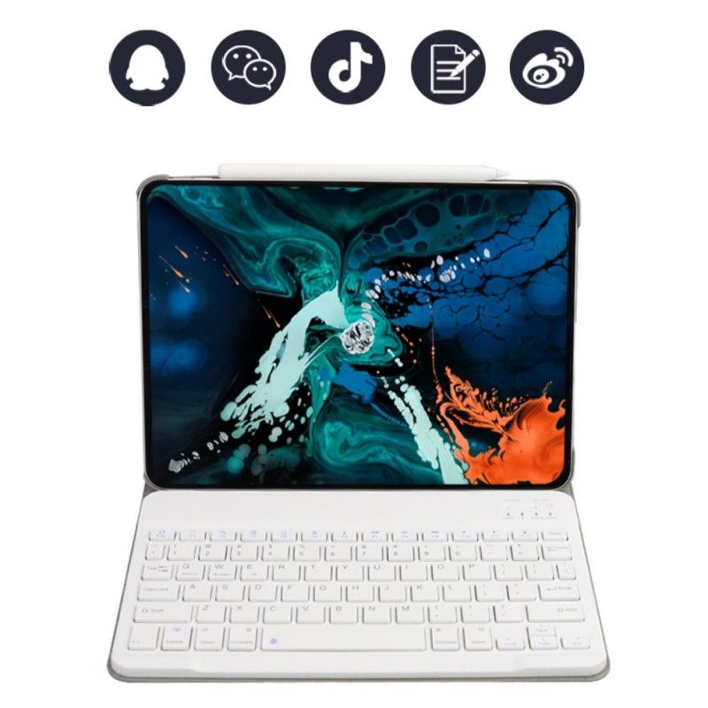 Flip Cover Læder for iPad Pro 11" (2018) (2020) Sort Med Premium Blåtant Aftageligt Tastatur