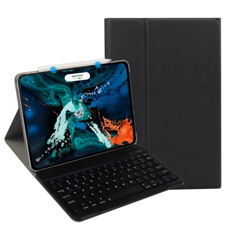 Flip Cover Læder for iPad Pro 11" (2018) (2020) Sort Med Premium Blåtant Aftageligt Tastatur