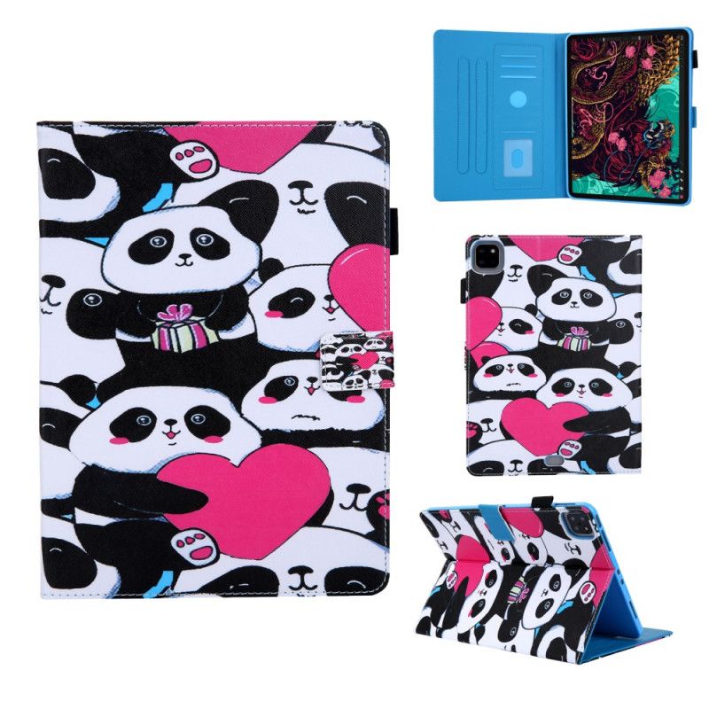 Flip Cover Læder iPad Pro 11" (2018) (2020) Sort Udskrivning Af Panda-Serien