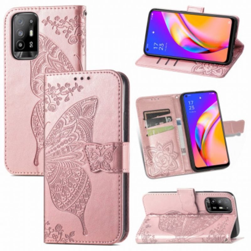 Flip Cover Oppo A94 5g Halve Sommerfugle