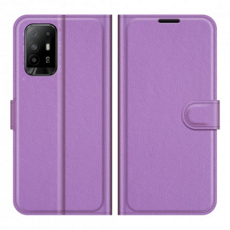 Flip Cover Oppo A94 5g Klassisk Litchi Imiteret Læder