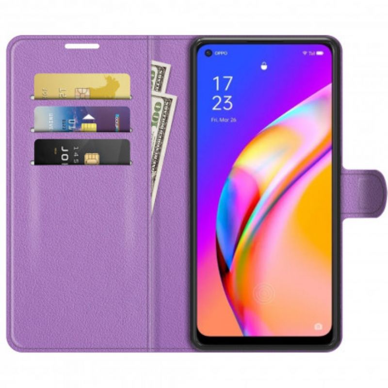 Flip Cover Oppo A94 5g Klassisk Litchi Imiteret Læder