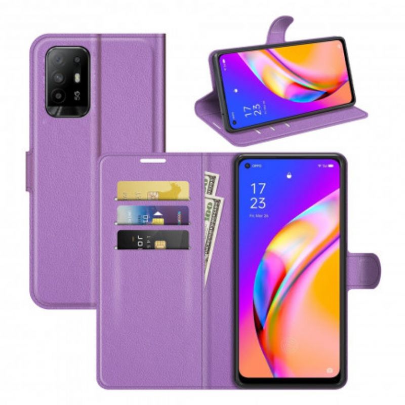 Flip Cover Oppo A94 5g Klassisk Litchi Imiteret Læder