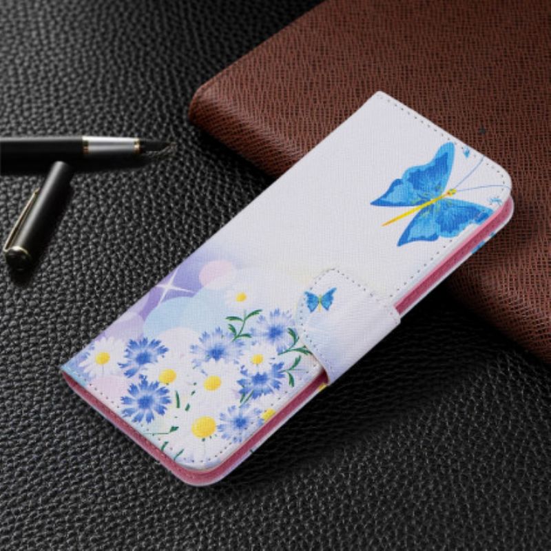 Flip Cover Oppo A94 5g Malede Sommerfugle Og Blomster