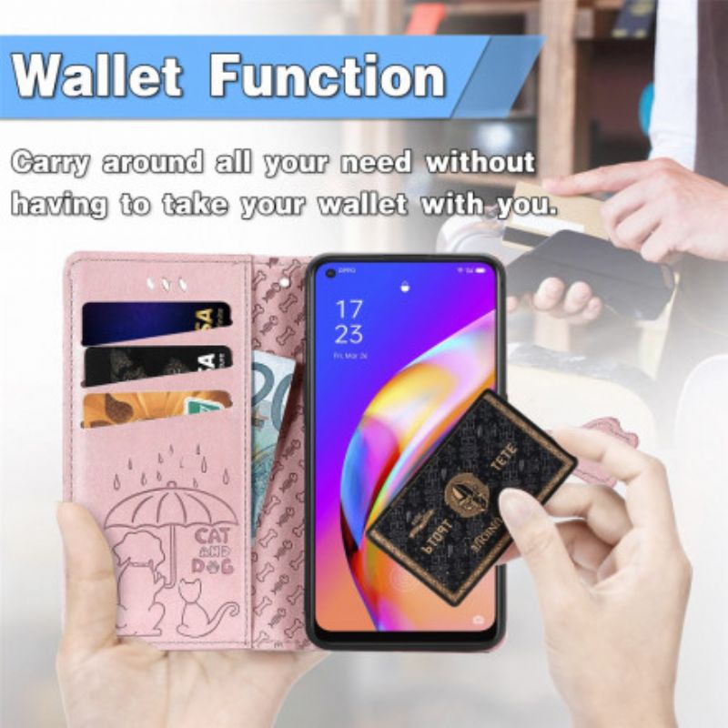 Flip Cover Til Oppo A94 5g Animerede Dyr