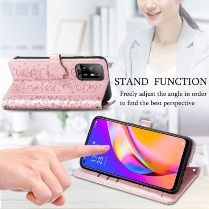 Flip Cover Til Oppo A94 5g Animerede Dyr