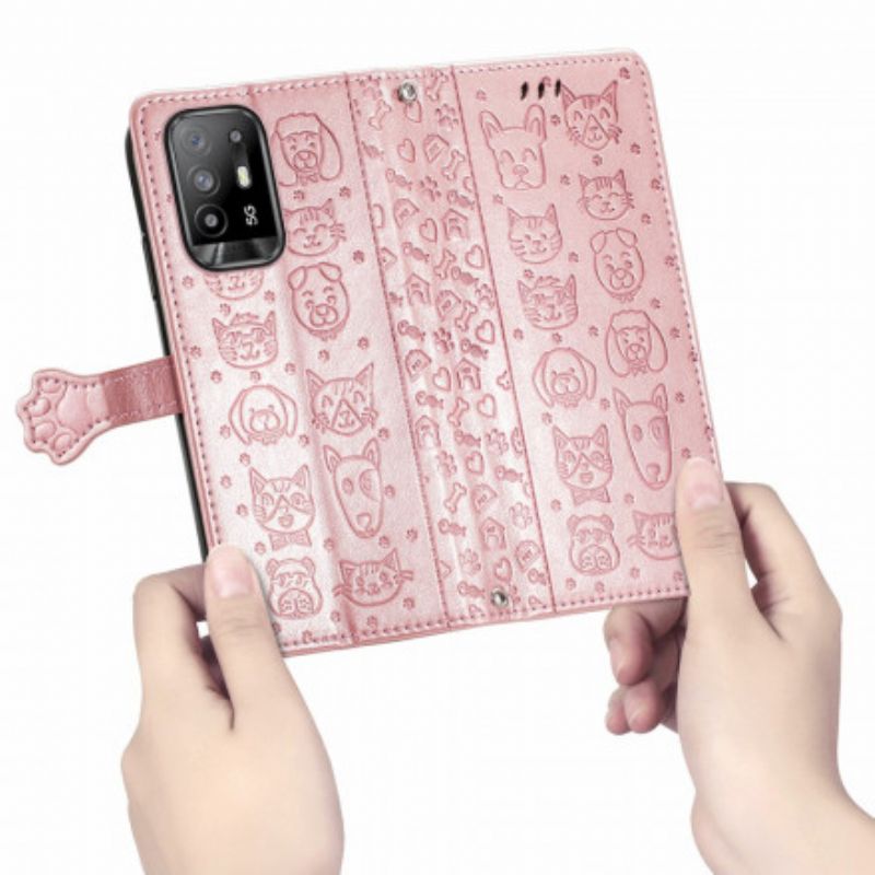 Flip Cover Til Oppo A94 5g Animerede Dyr