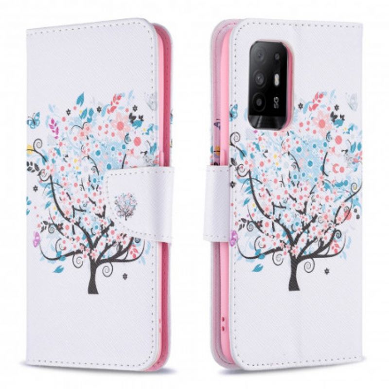 Flip Cover Til Oppo A94 5g Blomstret Træ